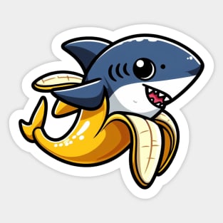 Banana Shark Adventure: Playful Fusion of Fruit and Fins Sticker